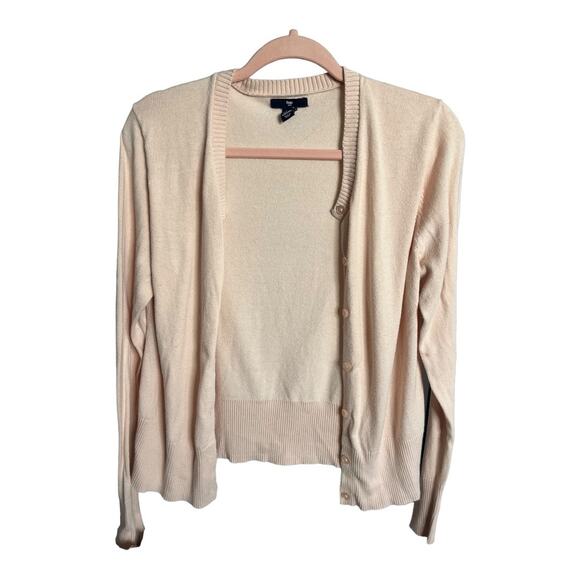 Gap light pink button up knit cardigan sweater ribbed hem 100% cotton small - Picture 3 of 5